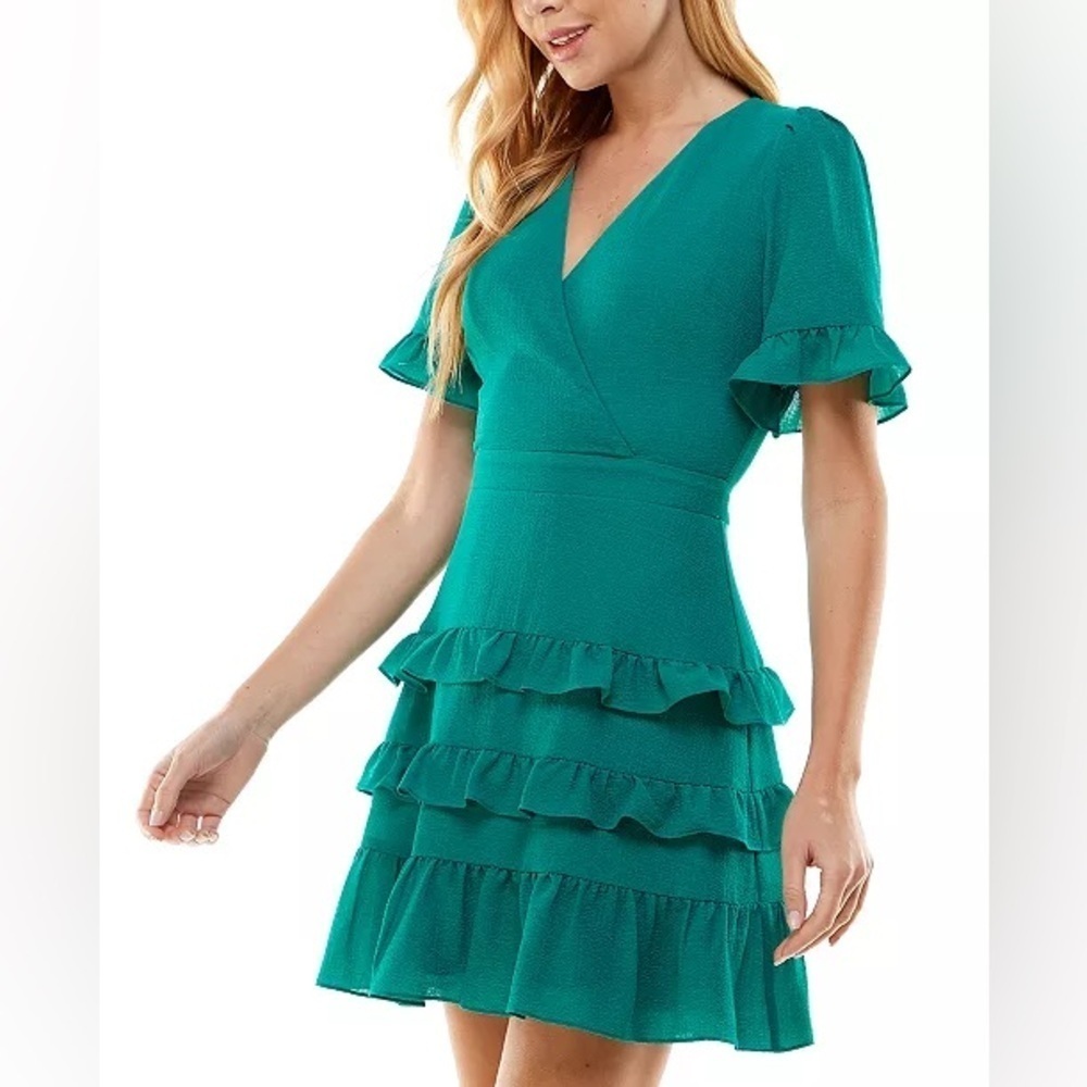 Women’s Dress| Ruffled Surplice-Neck Dress - Picture 2 of 5